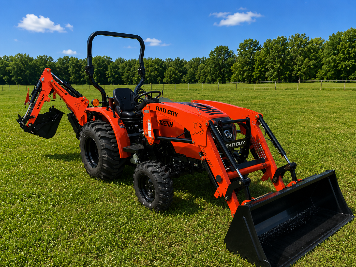 4025 Bad Boy Tractor With Back Hoe And Loader BB4025HILB 25HP 3 Cylinder Diesel